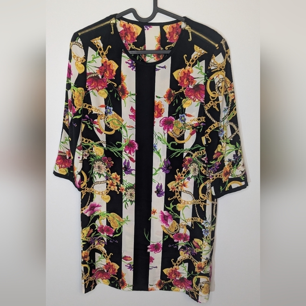 Juicy Couture Long Sleeve Sheath Dress 100% Silk Multicolor - size 4